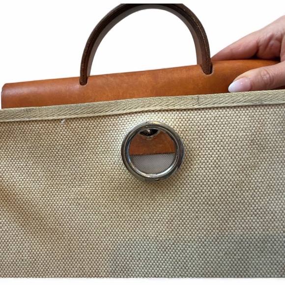 Hermes Herbag Backpack 2 Bags in 1 Beige Canvas and Leather - Picture 4 of 15